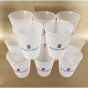 10 Ritz Carlton Cocktail Glasses Tumblers 16 oz Frosted Plastic Cups Reusable